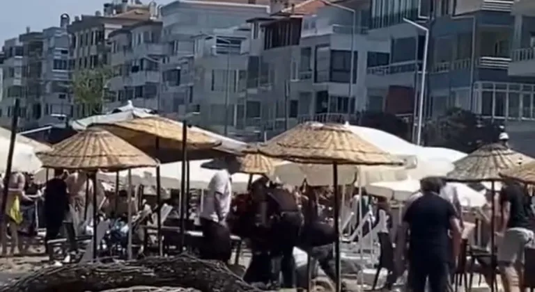 Halk plajında şezlong kavgası: Zabıta ile para toplayanlar arasında arbede çıktı