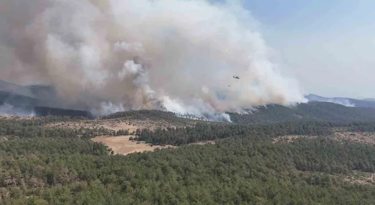 Harmancık Meyrandağı’ndaki yangın dronla böyle görüntülendi