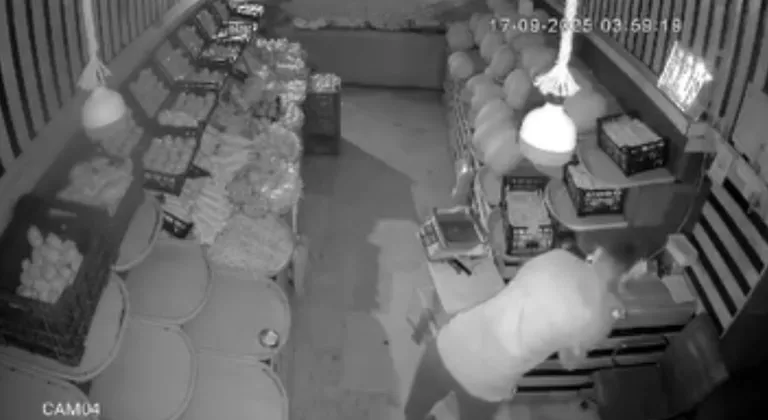 Bursa'da hırsızlık anları kamerada: Önce paraları sonra meyveleri çaldı...