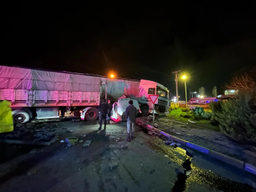 Tırlar kafa kafaya çarpıştı