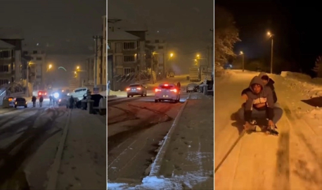 Sürücüler zor anlar yaşadı, gençler doyasıya eğlendi