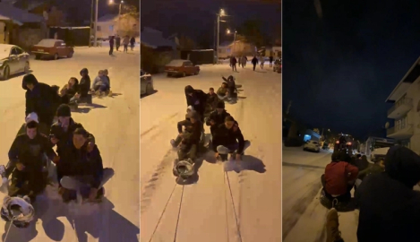 Traktörün arkasına lastik bağlayarak kilometrelerce eğlendiler