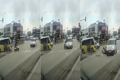 Yaya geçidini kullanan motosiklete otomobil çarptı: 1 yaralı