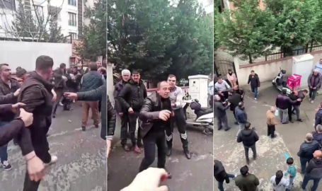 Ara gaz kavgası: Moto kurye ile cemaat birbirine girdi