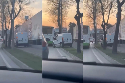 Trafikten kaçmak için kaldırımı kullandı