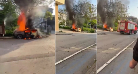 Bursa'da park halindeki otomobil alev topuna döndü