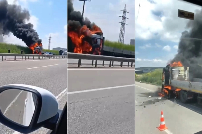 Bursa'da seyir halindeki tır alev topuna döndü