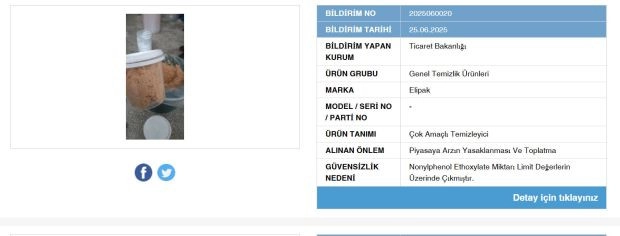 Bakanlık satışını yasakladı: Temizlik ürünü raflardan toplatılıyor - Resim : 1