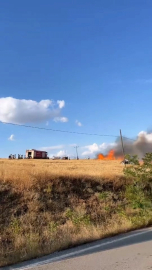 Bursa’da buğday tarlası alev alev yandı