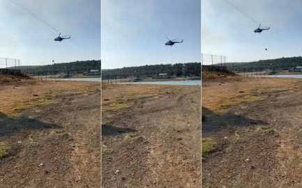 Yangına müdahale eden jandarma pilotundan büyük ustalık