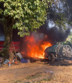 Aşırı sıcaklar ilaçlama makinesini alev topuna çevirdi