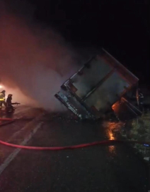 Diyarbakır'da tır yangınında sürücü yaralandı