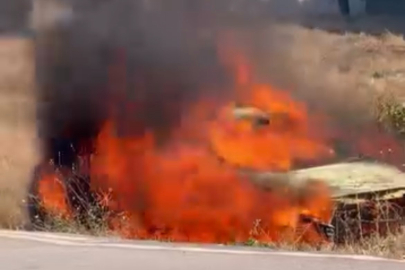 Bursa'da otomobil alev topuna döndü