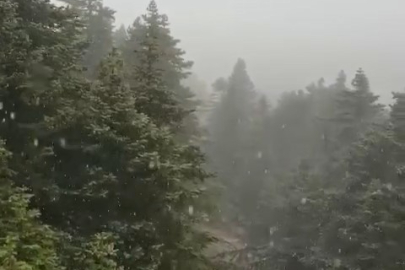 Uludağ'da ilk kar yağışı böyle görüntülendi