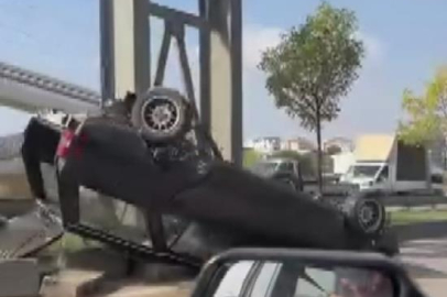 Bursa'da korkunç kaza: Takla atan otomobil ters durdu