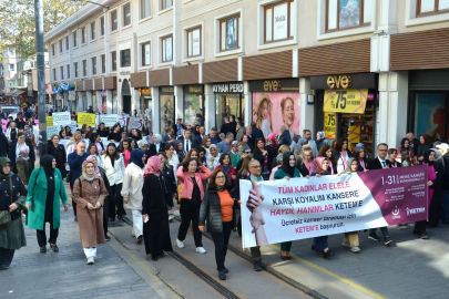 Bursa surlarında pembe kurdele ile meme kanserine dikkat çekildi