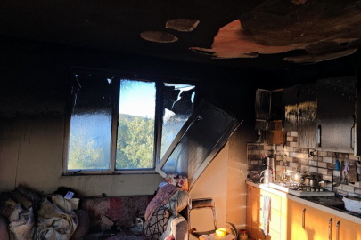 Bursa'da korkutan yangın: Mutfak küle döndü