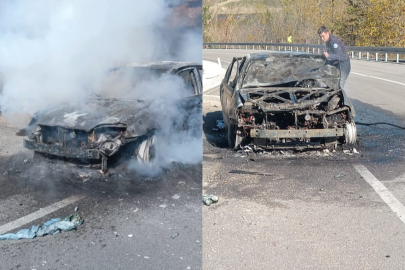 Bursa'da otomobil alev topuna döndü