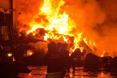 Samsun'da geri dönüşüm fabrikasında yangın