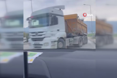 Bursa'da ters şeritten giren kamyon 'pes' dedirtti