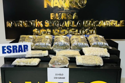 Bursa’da uyuşturucu operasyonu : 15 kilo esrar ele geçirildi