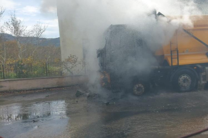 Hafriyat kamyonu küle döndü