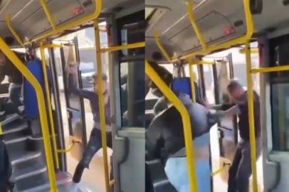 Bursa'da şoke eden görüntü: Otobüsü satırla bastı