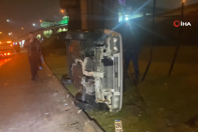 Bursa'da kontrolden çıkan otomobil takla attı