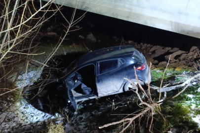 Bursa'da otomobil dereye uçtu, sürücü yaralandı