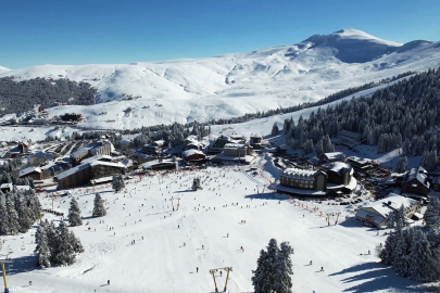 Beyaz örtüsüyle kaplanan Uludağ manzarası mest etti