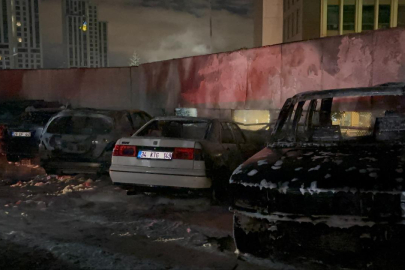 Sarıyer'de sanayi sitesinde çıkan yangında 5 otomobil yandı