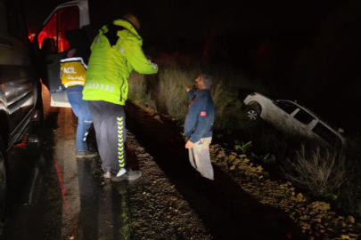 Kontrolden çıkan kamyonet şarampole yuvarlandı, sürücü yaralandı