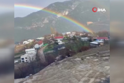 Bursa'da yağmur sonrası gökkuşağı görsel şöleni