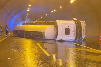 Tünelde tanker kazası! Çok sayıda ekip sevk edildi