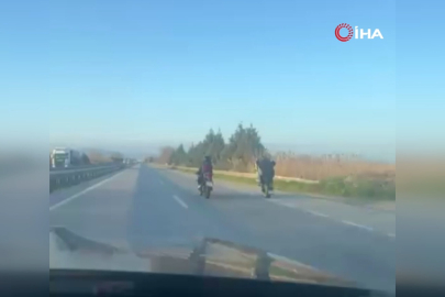 Bursa'da motosiklet sürücüleri trafikte tehlike saçtı