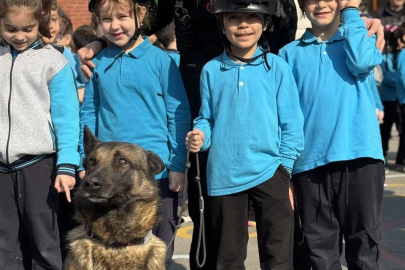 Arama kurtarma köpeği Tipo, öğrencilerin gözdesi oldu