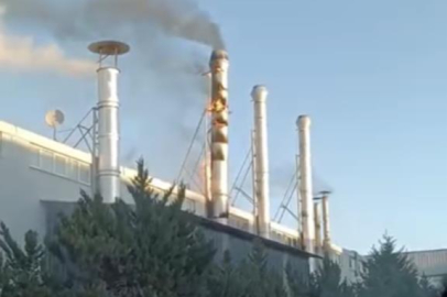 Bursa'da fabrika bacasında yangın çıktı