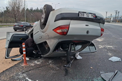 Bursa'da yeni zemin otomobile takla attırdı