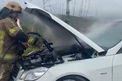 Lüks otomobil küle dönmeden söndürüldü