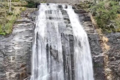 Bursa'da Suuçtu Şelalesi bahar yağışlarıyla coştu!