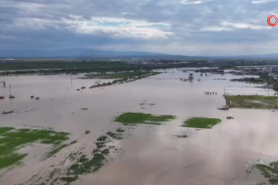 Bursa'nın sular altında kalan arazileri böyle görüntülendi
