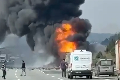Kuzey Marmara Otoyolu'nda tırda yangın çıktı