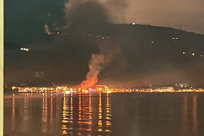 Kurşunlu Sahili'nde gece yarısı yangın paniği