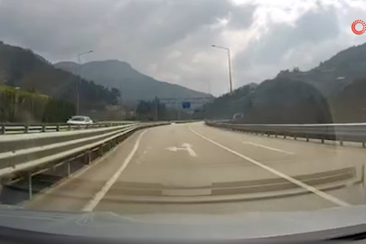 Ters yönden gelen araç faciayı böyle teğet geçti