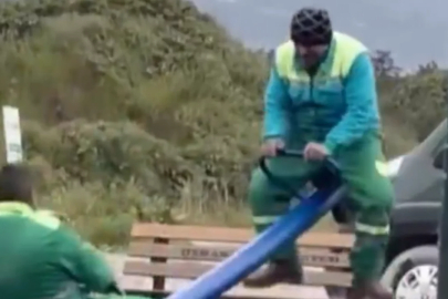 Bursa’da tebessüm ettiren anlar: Temizlik işçilerinin neşesi gündem oldu