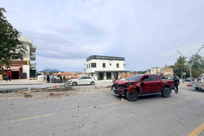 Direksiyon hakimiyetini kaybetti, 2 ağaç ve elektrik direğini yerinden söktü