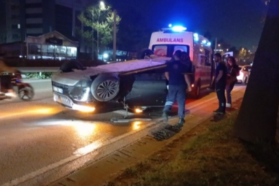 Osmangazi’de trafik kazası: Otomobil takla attı, 1 yaralı