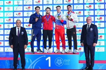 Milli sporcu Enes Özdemir, Avrupa Karate Şampiyonası'nda altın madalya kazandı