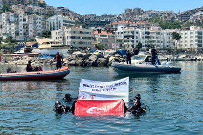 Mudanya'da polis dalgıçlardan deniz dibi temizliği