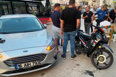 Mudanya'da korkutan kaza: Motosiklet otomobille çarpıştı